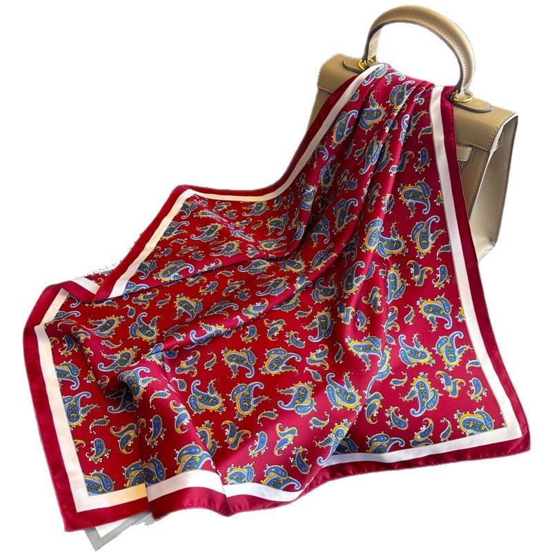 Light luxury cashew nut retro imitation silk printing silk scarf square scarf high-end shawl sunscreen neck scarf headscarf scarf