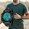 Mens wristwatch digital 50 meters water-resistant date day week alarm LED display multifunctional sports watch stylish outdoor includes instruction