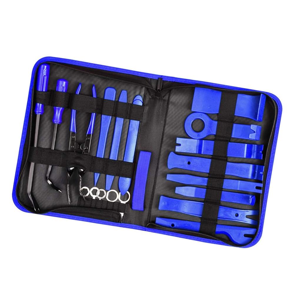 

19 pcs Auto Trim Tools Kit Car Interior Disassembly kit clips puller diy Panel Tools for auto trim puller set Universal синій