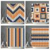 Bohemian Shower Curtain Waterproof Orange And Blue Stripe Lattice 3Dprint Cloth Bathroom Curtains Bath Screen Set Bathtub Decor