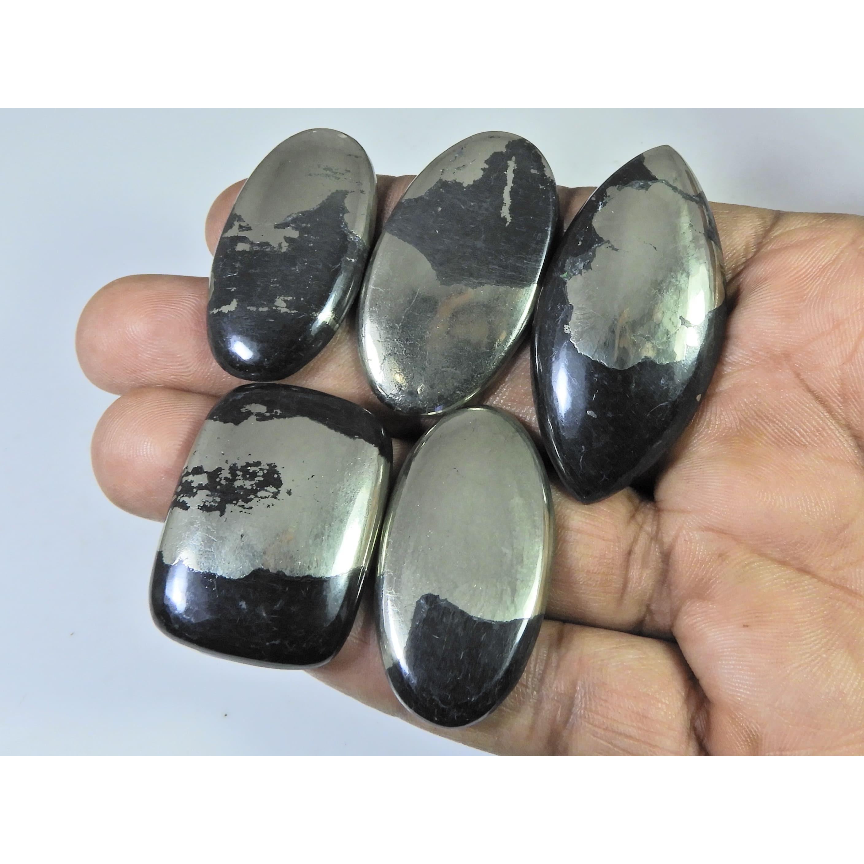 295Cts. Natural Apache Gold Pyrite Mix Cabochon Loose Gemstone 05 Pcs Lot C-1274