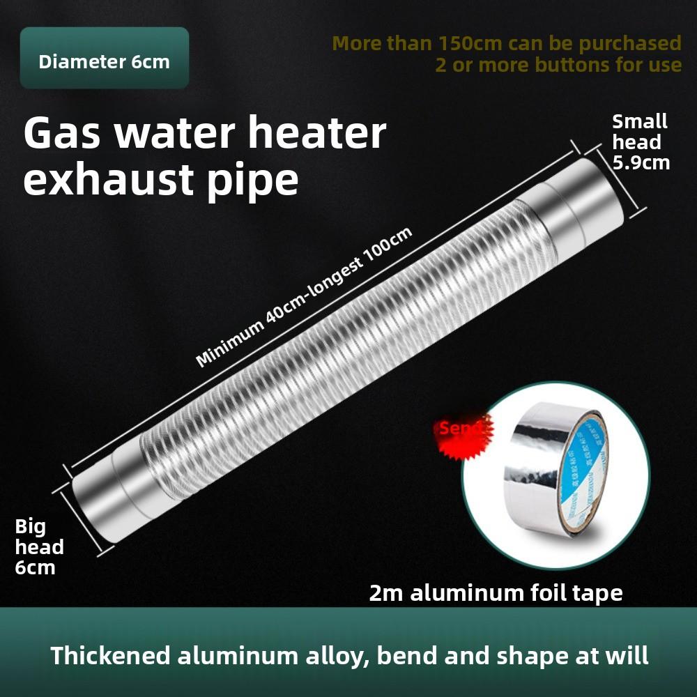 Brandsäker Gas Vattenvärmare Rostfritt Stål 60-150mm Aluminium Stark Universell Avgas Rökkanal Förlängningsrör Längd