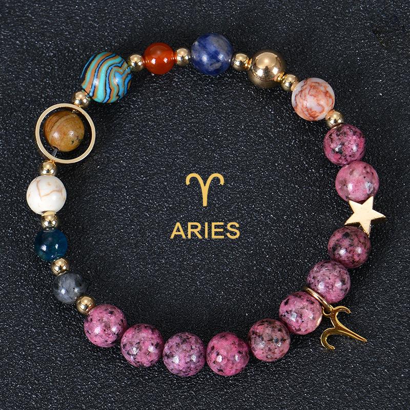 Eight Planet And Twelve Constellations Natural Stone Bracelets Matte Stone Bead Bracelet Planet 12 Constellations Bracelet