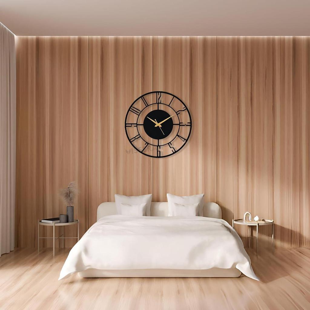 Oturma Odası için Şık Metal Duvar Saati Modern Eşsiz Dekoratif Büyük Sessiz Duvar Saati Yatak Odası, Ofis, Mutfak, Yemek Odası, Hol ve Ev Dekoru için