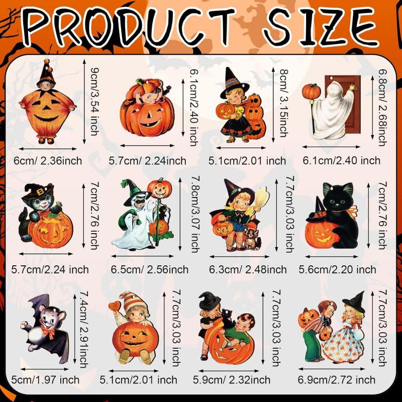 

12 шт. подвесных украшений на Хэллоуин черная кошка летучая мышь тыква ретро поделки домашний декор 12PCS