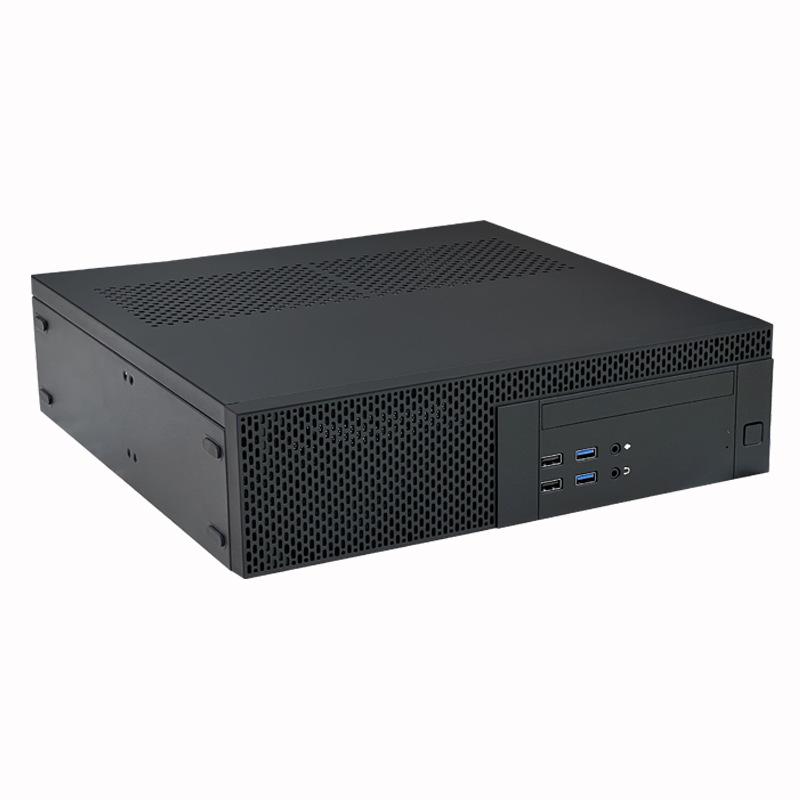 SKTC UX02 Desktop-Gehäuse: Kompatibel mit MATX-Motherboard, 1U-Netzteil, optischem Laufwerk, Grafikkarte; Aufstellbares & Liegendes Design.