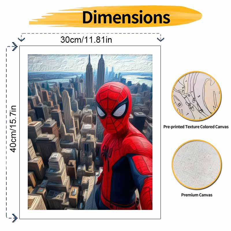 SpiderMan NYC oil paint by numbers painting kit handmade diy home decor gifts for adults, cool skyscraper city wall art wall decor