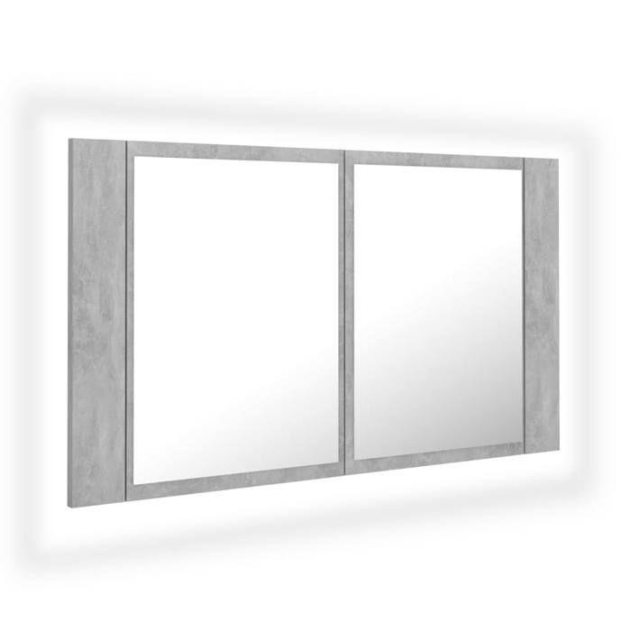 VidaXL Bathroom Cabinet with LED Mirror Concrete Grey Acrylic 804968