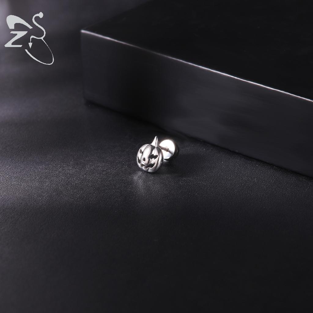 ZS 1PC 16G Cross Skeleton Finger Stainless Steel Stud Earring For Women Men Punk Rock Ear Conch Tragus Cartilag Helix Piercings