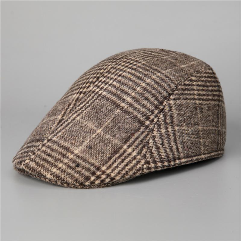 

Men s British retro cap autumn and winter warm forward hat old woolen hat M（56-58cm）