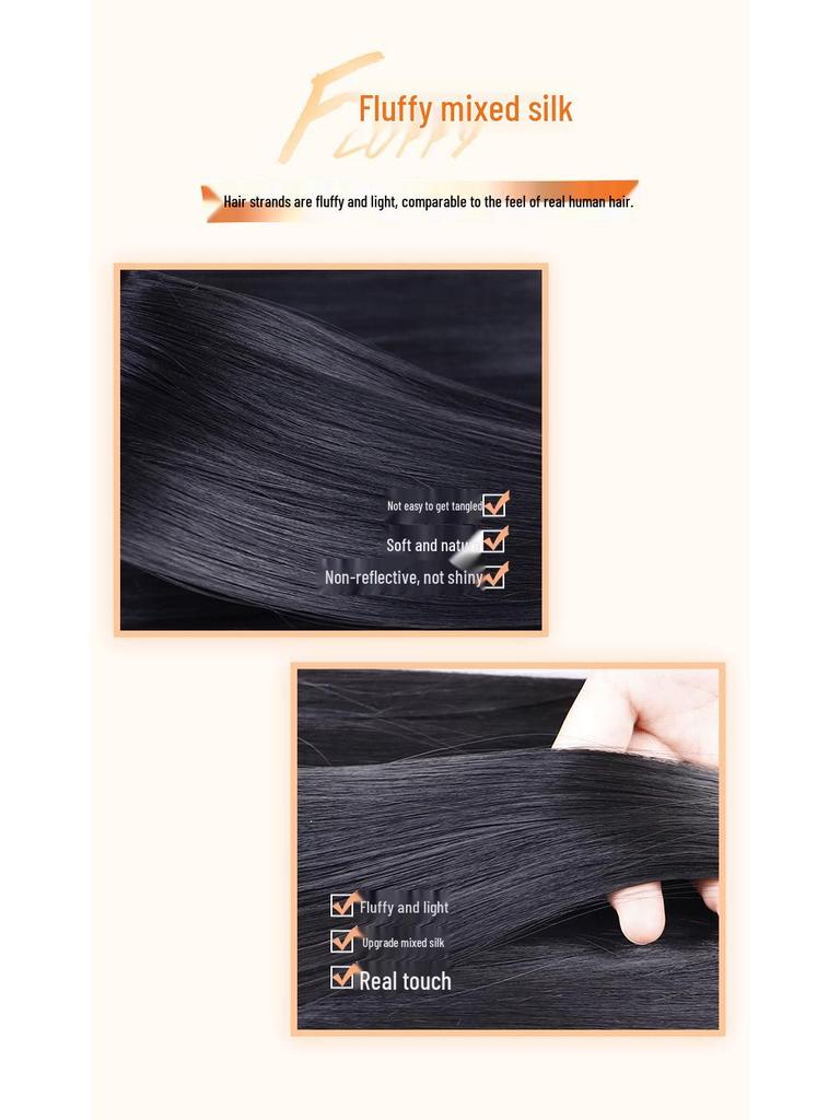 Women's Seamless Hair Extensions: 3-Piece Set for Thick, Long Curly or Straight Hairstyles