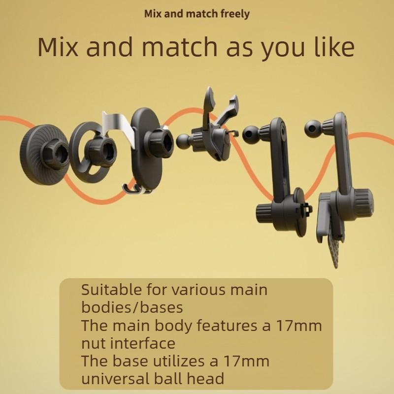 360°Rotating Adjustable 17mm Ball Joint Extension Arm for Car Air Vent GPS Mount Car Air Outlets Screen Dash Mobile Phone Holder