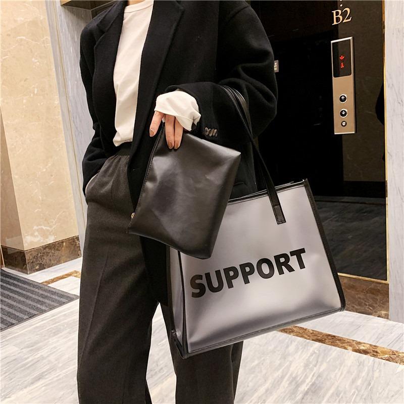 Spring and Summer Transparent Bag New Trendy Fashion Shoulder Women's Bag Casual Versatile Commuter Jelly Tote Bag