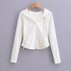 Felpe con cappuccio corte moda autunnale da donna felpa con cappuccio full zip felpe moda coreana con cappuccio carino manica lunga crop top sexy slim