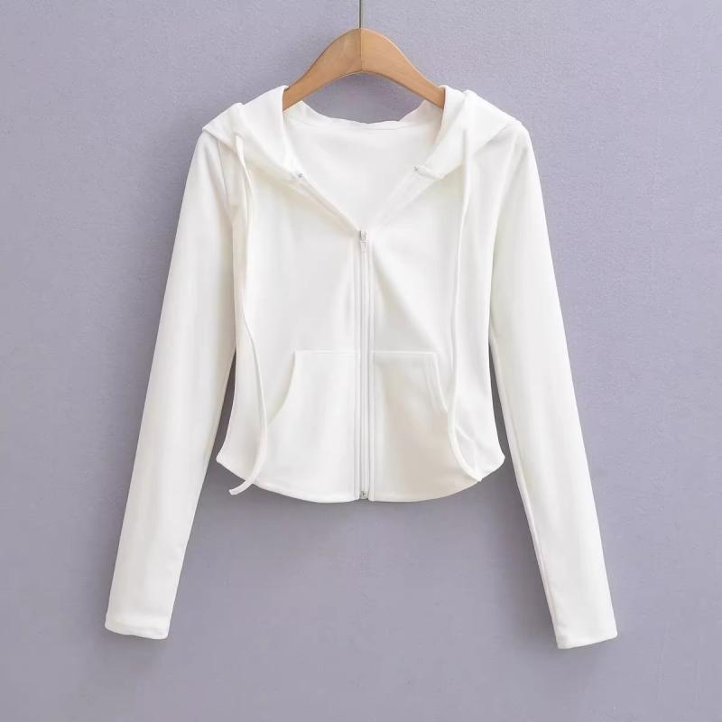 Felpe con cappuccio corte moda autunnale da donna felpa con cappuccio full zip felpe moda coreana con cappuccio carino manica lunga crop top sexy slim