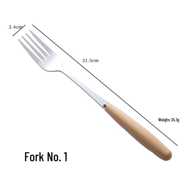 Japanese Wooden Handle Stainless Steel Cutlery Set - Knife, Fork, Spoon for Western Cuisine