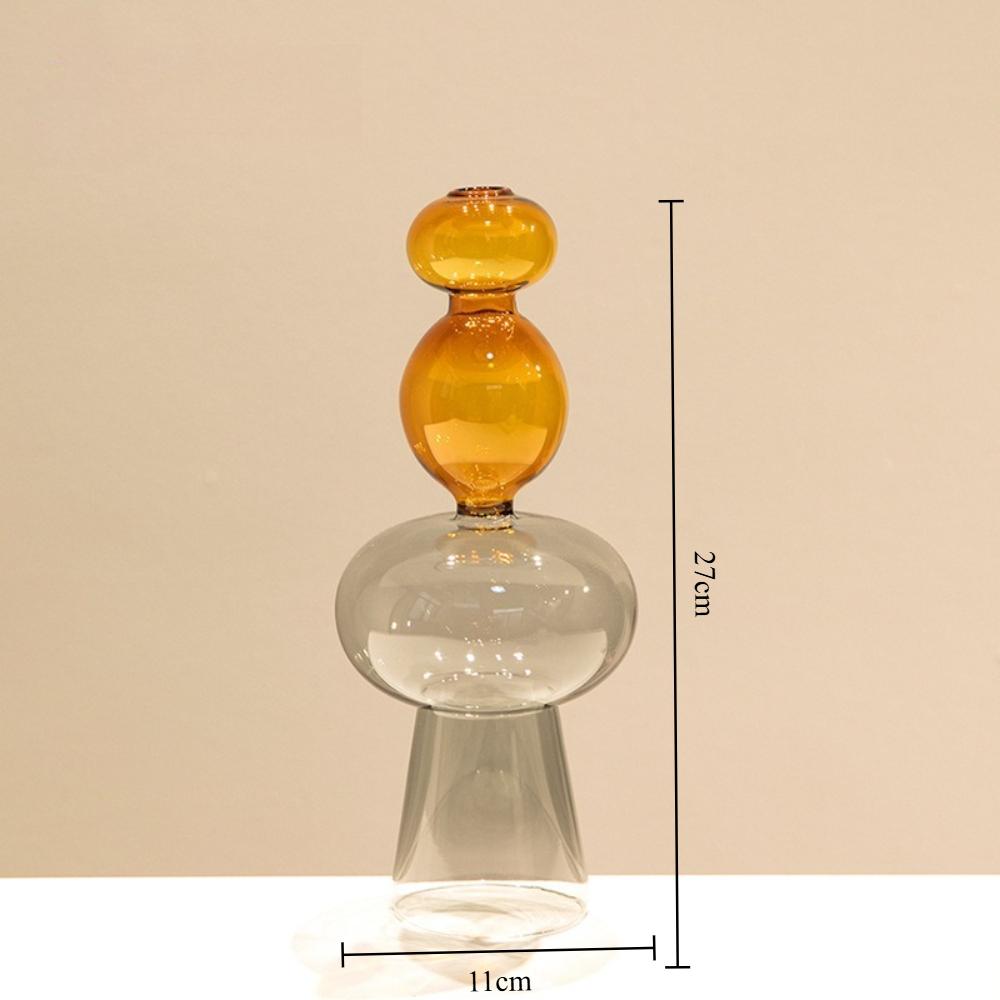 European Style Minimalist Colored Glass Double-layer Transparent Vase Creative Desktop Hydroponic Vase Home Decoration