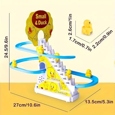 Juguete de patitos subiendo escaleras de 6 piezas, Juguete de pato amarillo con tobogán eléctrico, Juguete con luz y música, regalo de Pascua, regalo de Halloween, regalo de Navidad