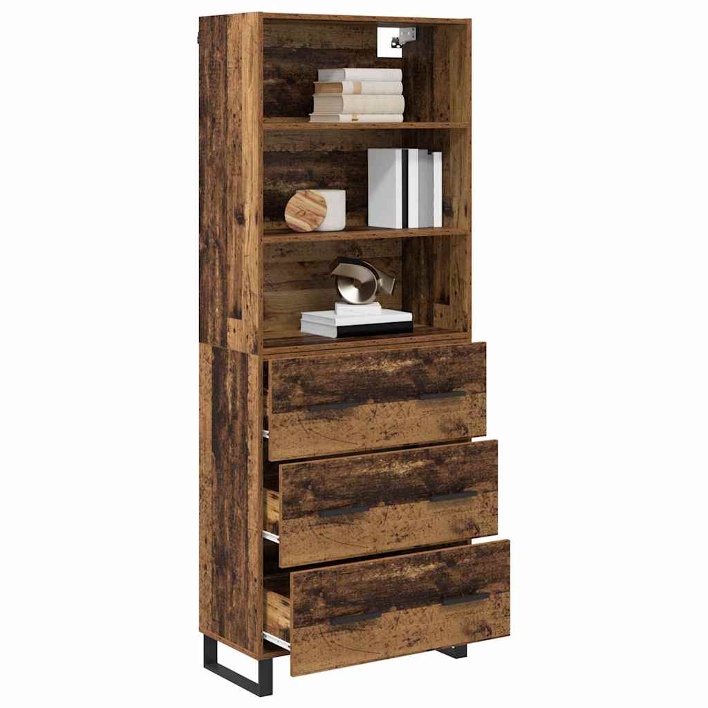 Highboard with Drawers 2 pcs Reclaimed Wood Effect Particleboard