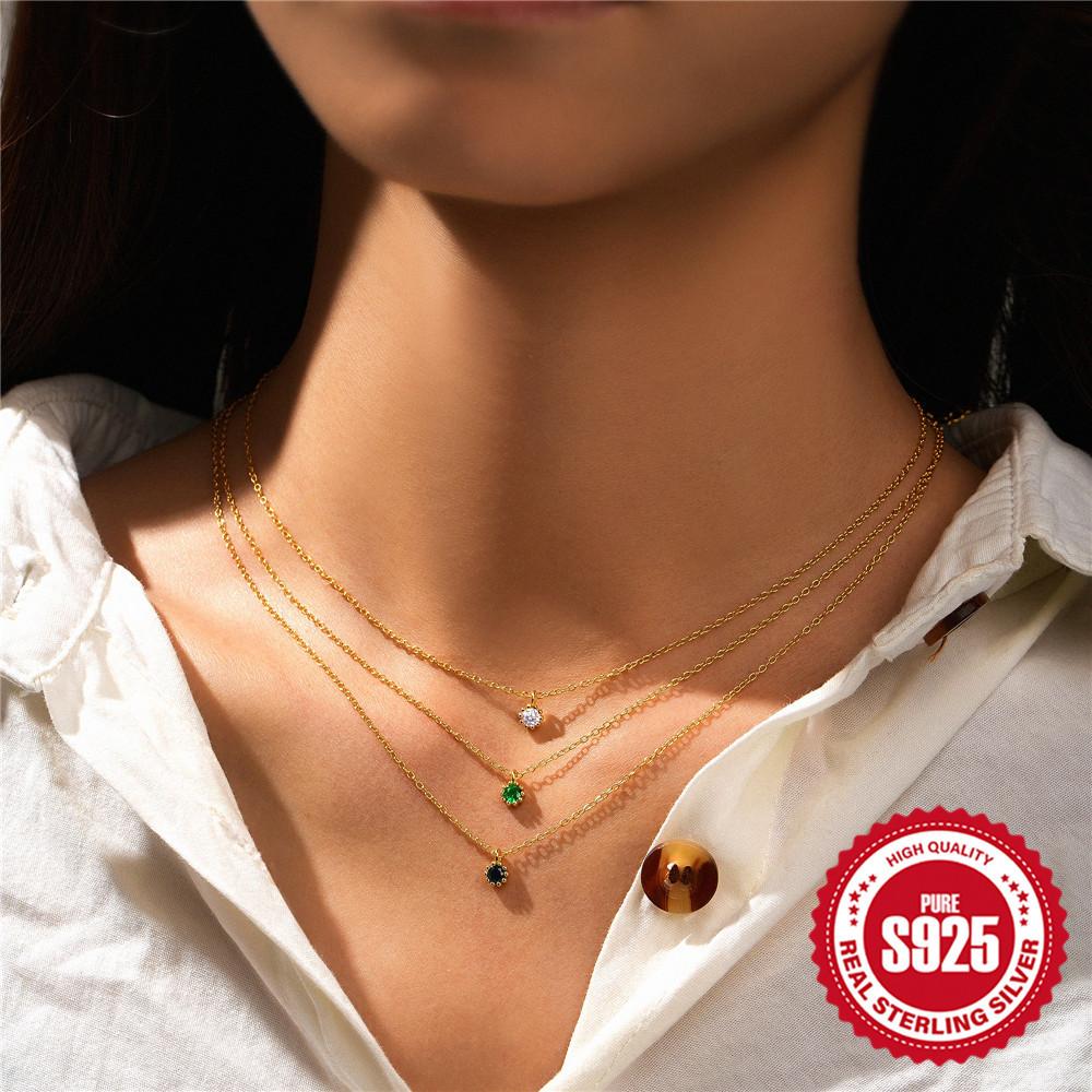 Simple Mini Single Diamond Flower Small Daisy Pendant S925 Sterling Silver Fashion Collarbone Chain