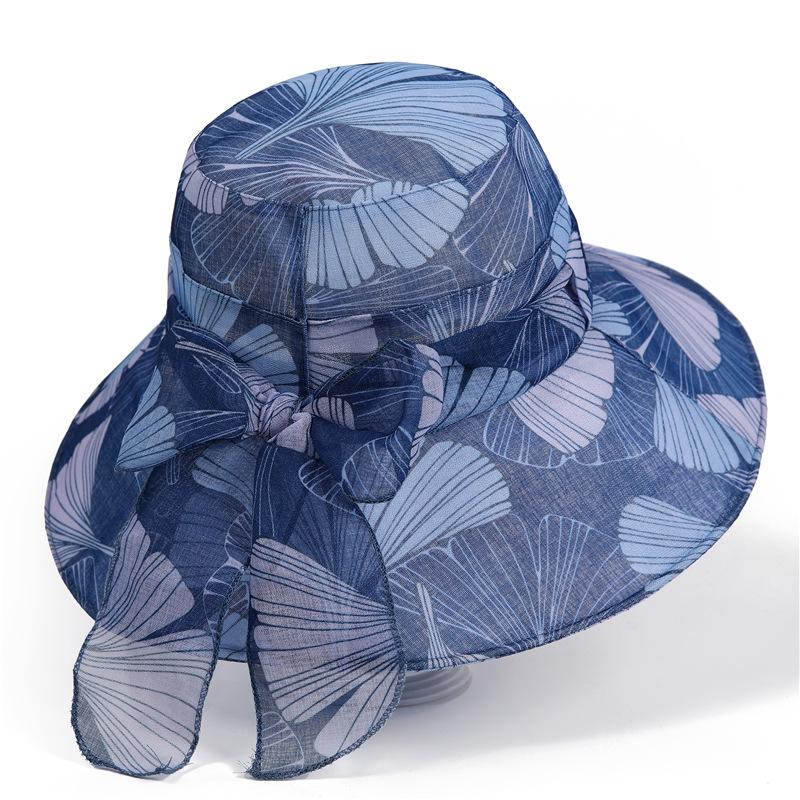 

Летняя дорожная солнцезащитная панама тонкая дышащая элегантная женская шляпа от солнца пляжная шляпа от солнца складная M（56-58cm）