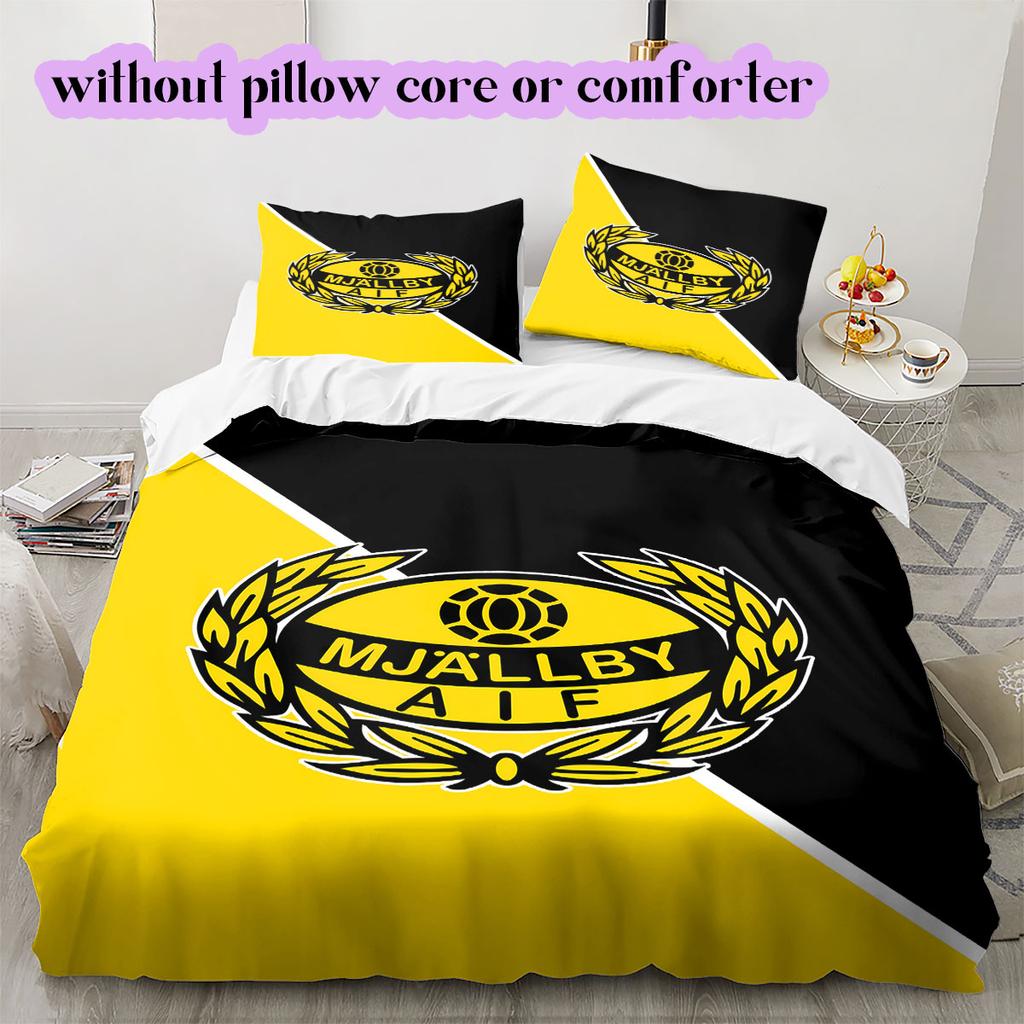 Mjällby AIF football Pattern Bedding,Quilt Set Quilt Cover Pillowcase Home Birthday Gift (1*duvet cover+2*pillowcase,without core)