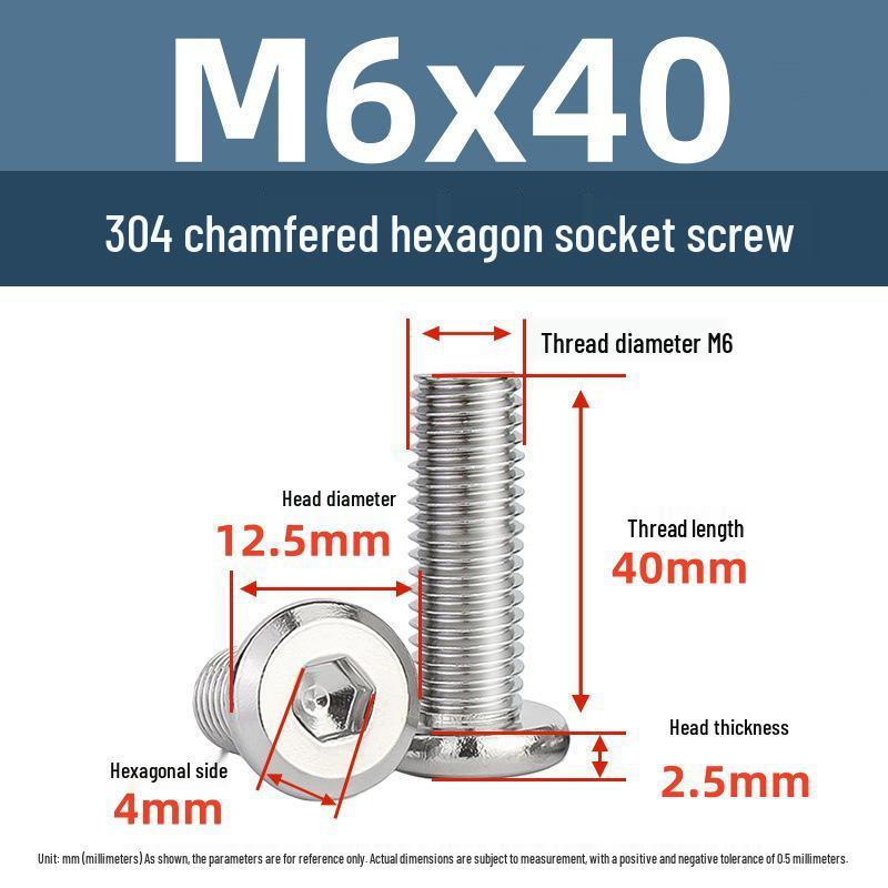 Yigu 304 Stainless Steel M2-M12 Countersunk Flat Head Hex Screw for Furniture & Cabinets