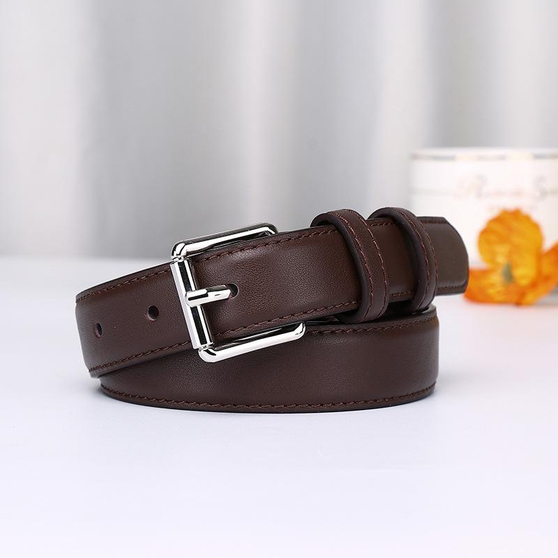 Japan And Korea Sweet Lady Style Leather Belt Women'S First Layer Cowhide Jeans Decorative Belt Pin Buckle Versatile Belt