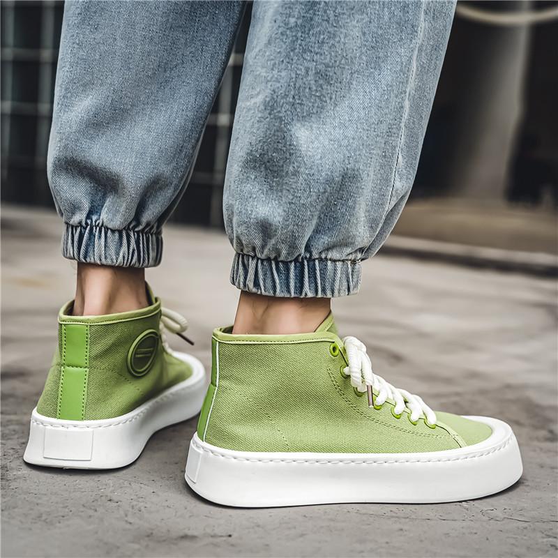 Męskie buty płócienne na co dzień, platforma, wulkanizowane, prosty design, do biegania, tenisówki, sznurowane, do użytku na zewnątrz, wysokie trampki dla mężczyzn