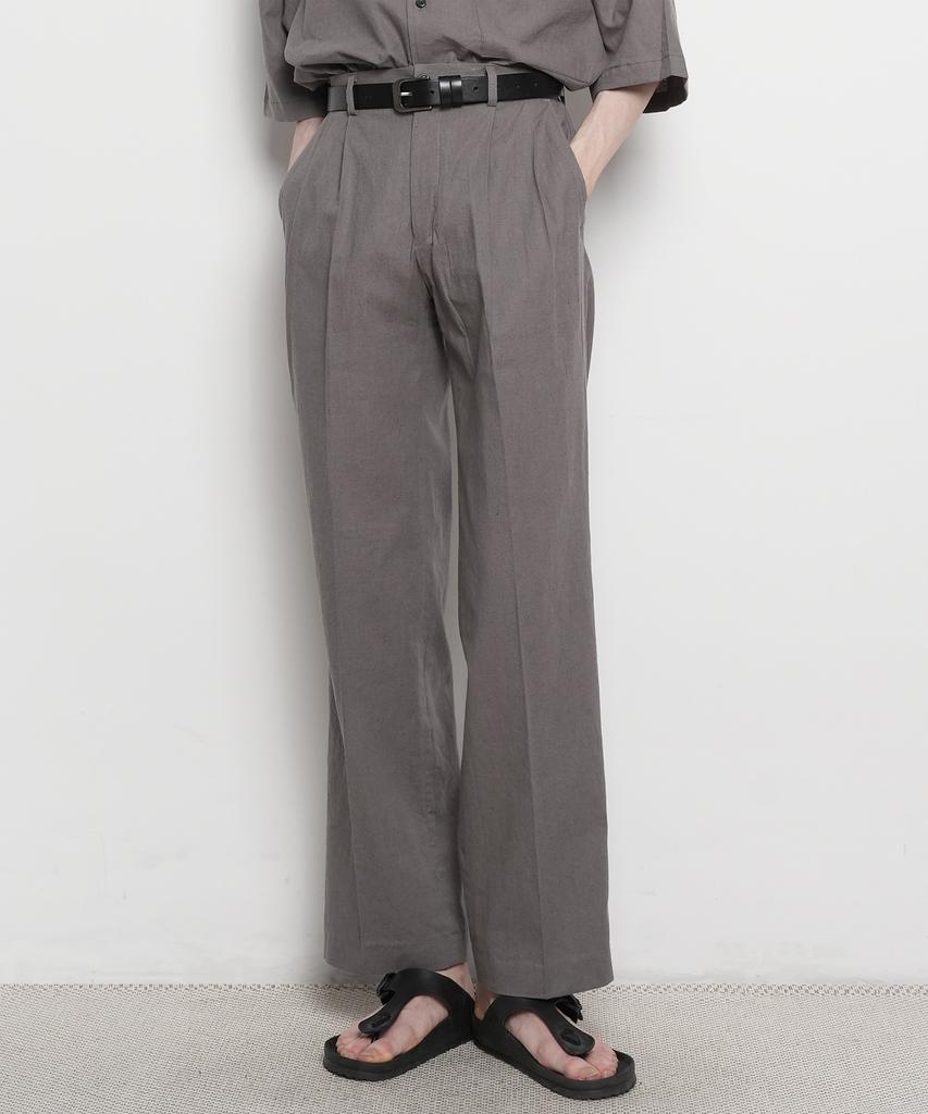 THE-ABON Men'S Cool Bio-Washed Linen Setup Pants Khaki
