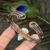 Natural Rainbow Moonstone Gemstone Copper Wire Wrap Cuff Bangle Adjustable c5g43