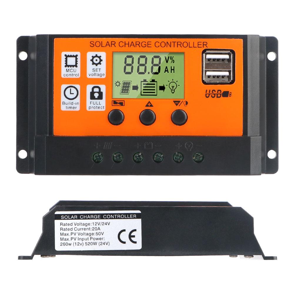 

Цветной экран 10A 20A 30A 12V 24V Автоматическое распознавание солнечного контроллера ЖК-дисплей Домашние аксессуары Встроенный таймер Аксессуар PV-регулятор