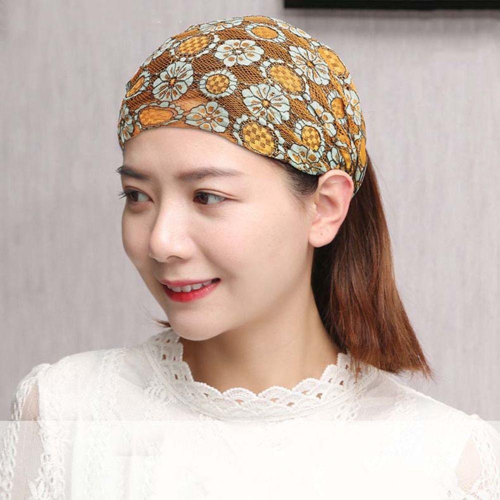 Hair Hoop Lace Hairbands Hollow Wide Side Head Wrap Fashion Mesh Flower Headband  Daily
