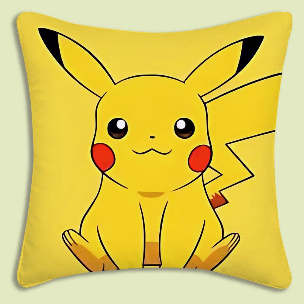 Anime P-Pokemon Pillow Covers Cartoon Sofa Decorative Home Double-Sided Printing Short Plush Cute Cushion Cover