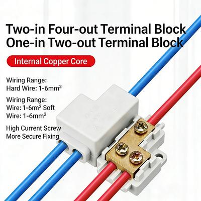 Electrical Connectors Spliceable High Power Splitter Conductor Brass 1-6mm² Wire Connector Quick Terminal Block Electrical