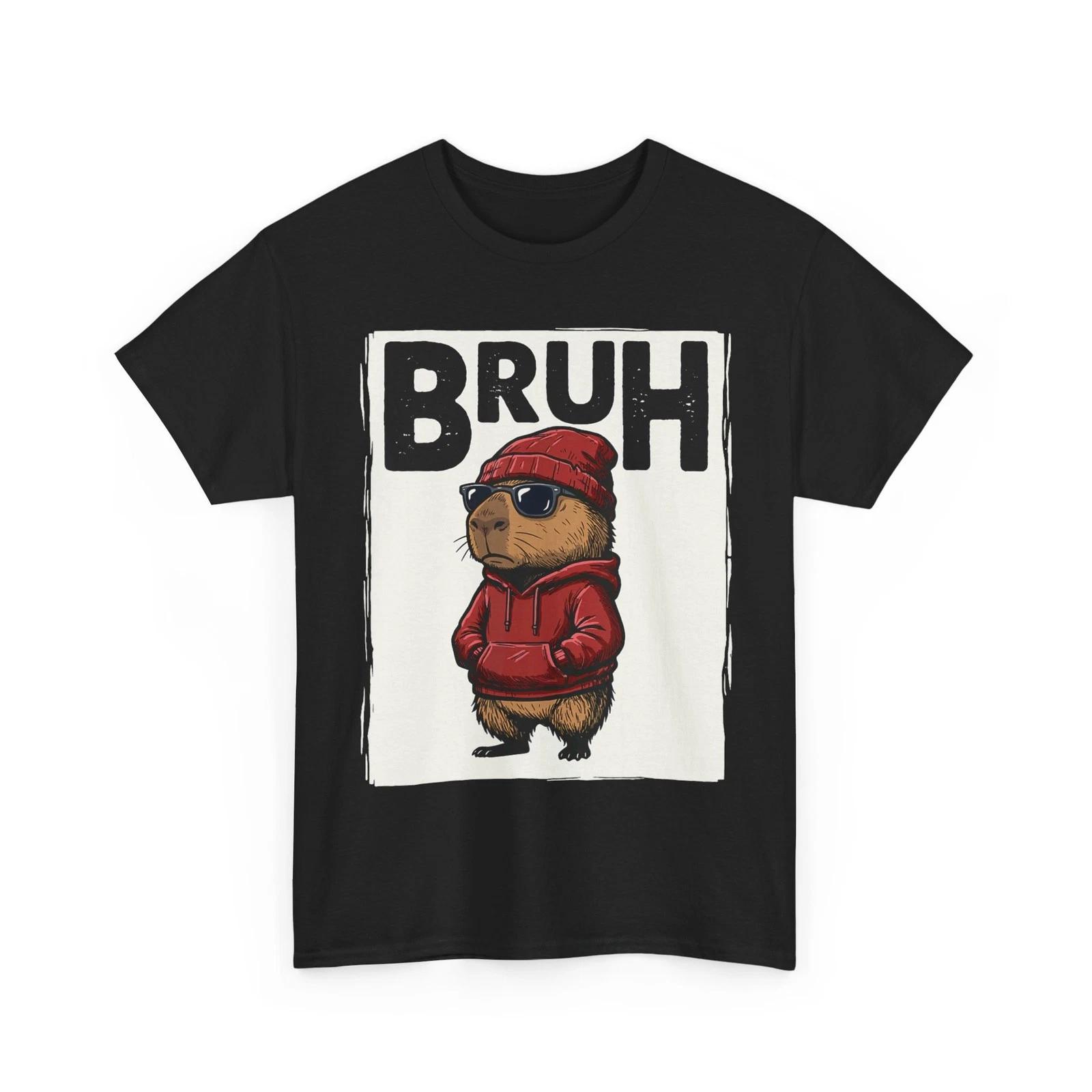 Bruh Capybara Shirt, Capybara Sunglasses Capybara Lovers Funny T-Shirt M