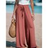 Breathable Women's High-Waist Wide-Leg Pants Adjustable Drawstring Waist Loose Comfortable Fashion Pants