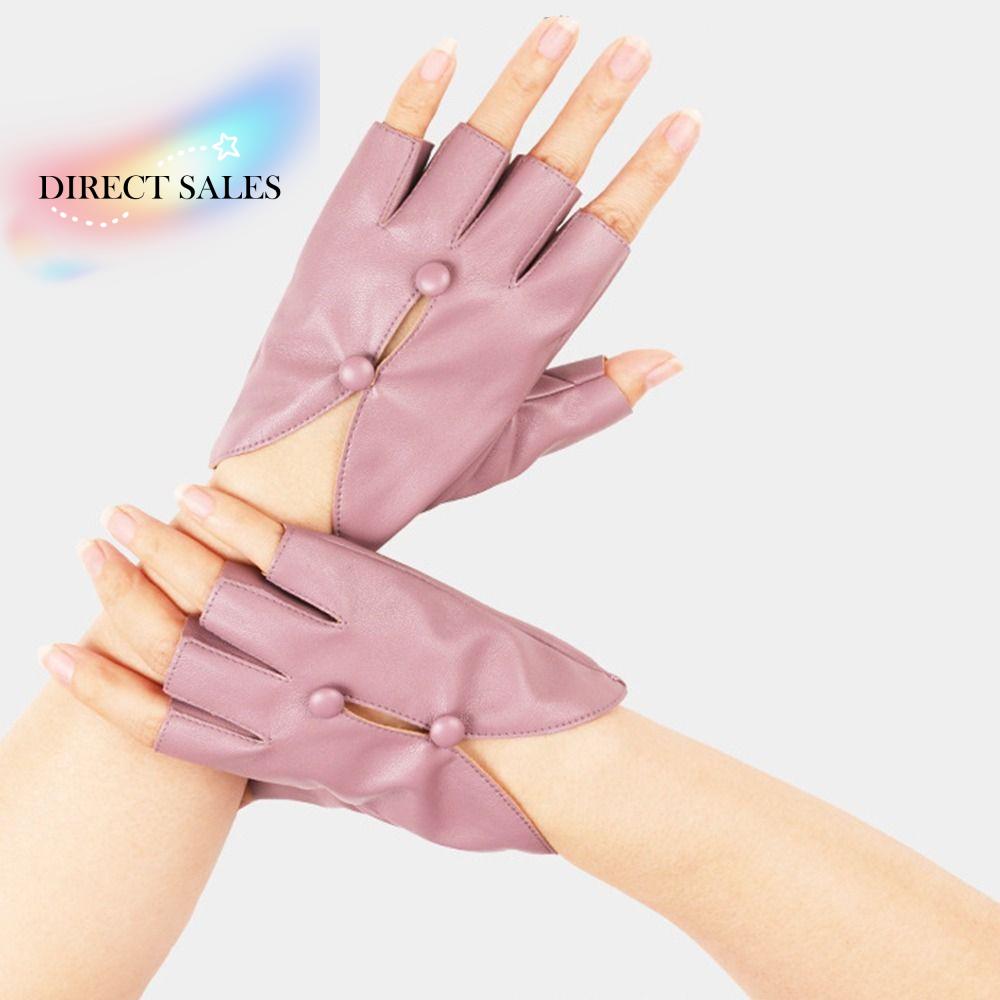 PU Leather Women Leather Gloves Anti-Slip Button Hole Dance Performance Gloves Breathable Shock Absorption Leather Gloves