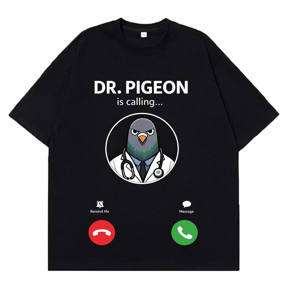 

Pigeon Doctor Funny Bird Meme T-shirt Men Women Fashion T-shirts Summer Short-sleeved Loose Casual Cotton Hip-hop T-shirts Tops S разноцветный