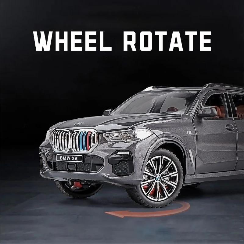 1/24 BMW X5 Alloy Car Model Diecast Car Sound Light Car Lovers Collection Kids Birthday Gift Metal Boys Toys Fashionable Ornaments