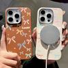 Lovely Bowknot Print Slim Matte for Magsafe Case For iPhone 16 Pro Max 15 14 Pro 13 12 11 Soft TPU Leather Texture Shockproof Magnetic Phone Cover