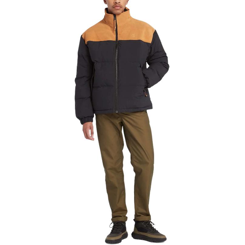 Timberland Color Block Stand Collar Zip Long Sleeve Jacket Men Jacket Black TB0A6G2N001