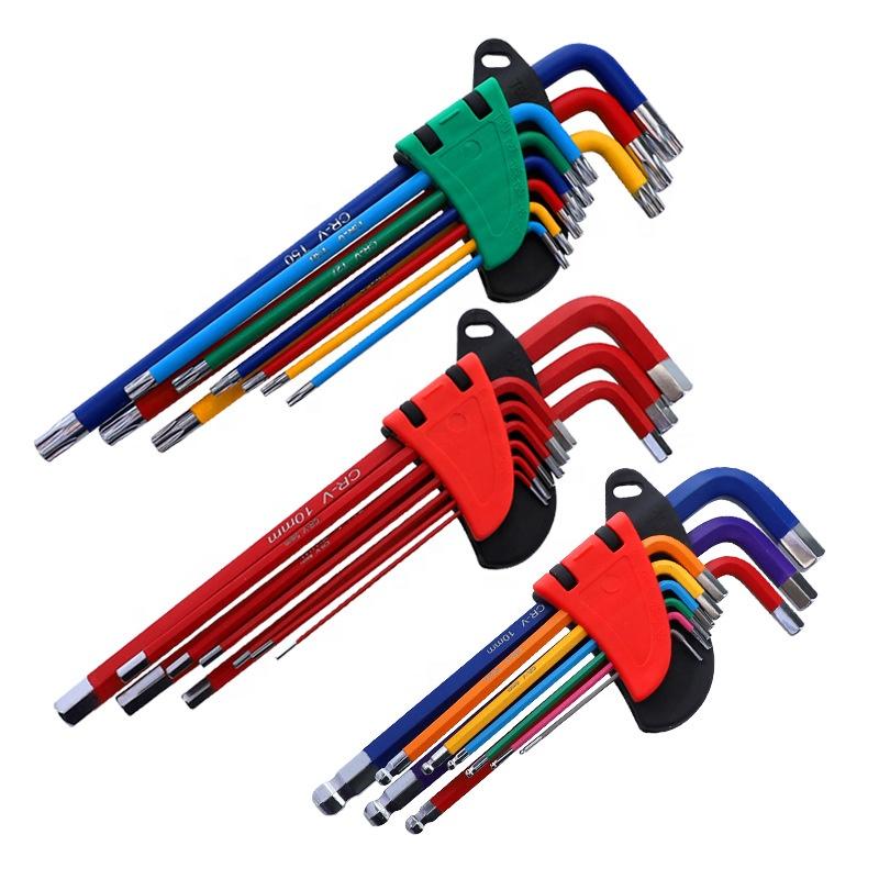 9 Piece Metric Ball End Color Coded Hex L-Key Set Hex Key Allen Wrench Set (Natural,Wrench Set&Model D) естественный