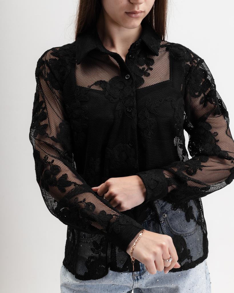Women's Shirt with Lace LK Brand 1185 XS Black