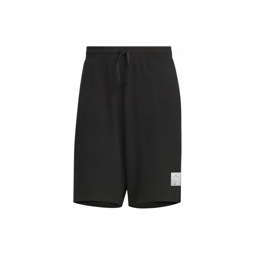 Adidas Solid Color Mid-Waist Elastic Outdoor Sports Shorts Unisex Bottoms Black JP4591