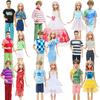 2 Sets Couple Outfits for 11.5'' Doll Girl Boy Dolls Accessories 11.8'' Doll Dress Gown Suit T-shirt Shorts 1/6 30cm Dolls House (NO DOLLS)