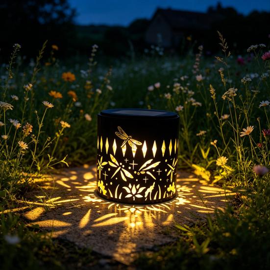 Solar Wall Light, Hummingbird Butterfly Projection Lantern, Waterproof Outdoor Garden Fence Lamp for Yard Patio Decor