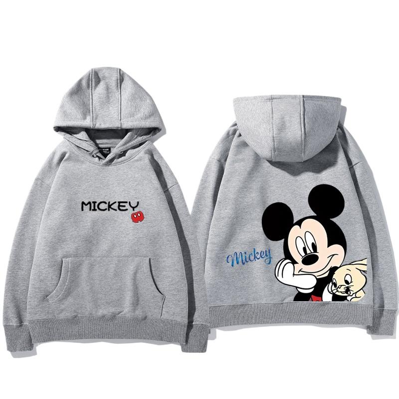 

2025 Новинка Толстовка с капюшоном для пар Микки Минни Дисней с принтом Мультяшная свободная толстовка для родителей и детей 3XL