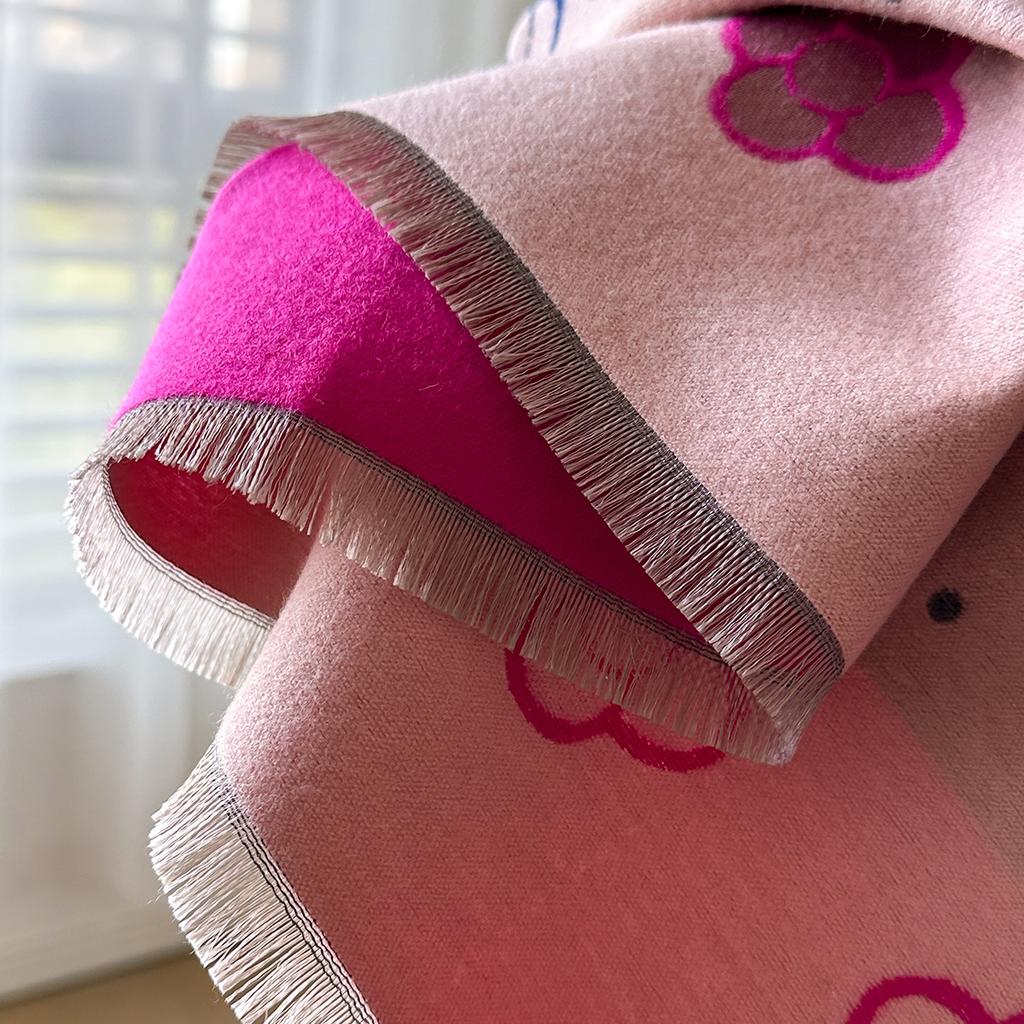 Winter Small Flower Printed Scarf Versatile Girl Shawl Women'S Long Thickened Warm Scarf Women