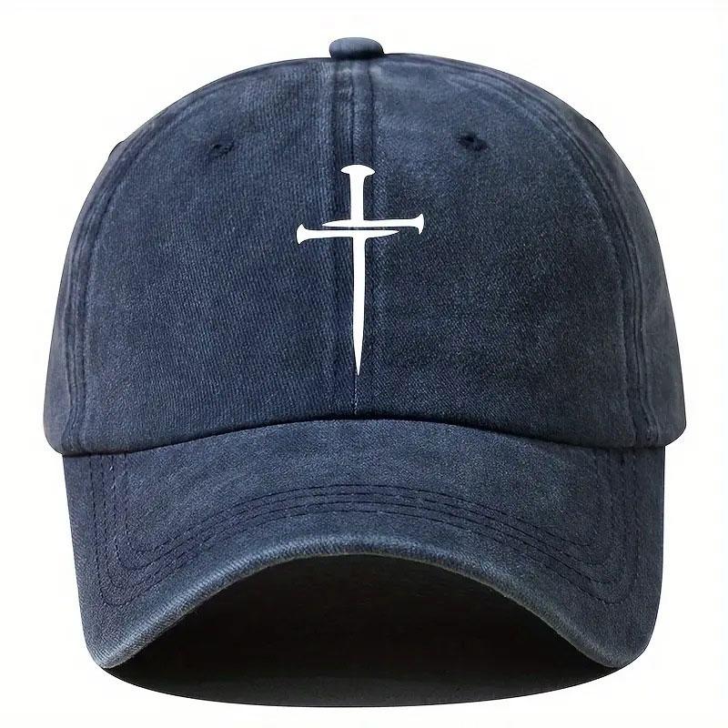Cross Hat for Men Women Denim Baseball Caps Cross Logo Unisex Dad Hat Fashionable and Versatile Sun Hat